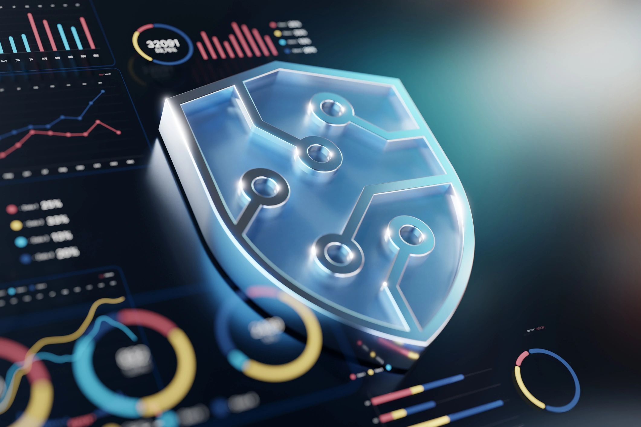 Cybersecurity and digital protection dashboard illustration