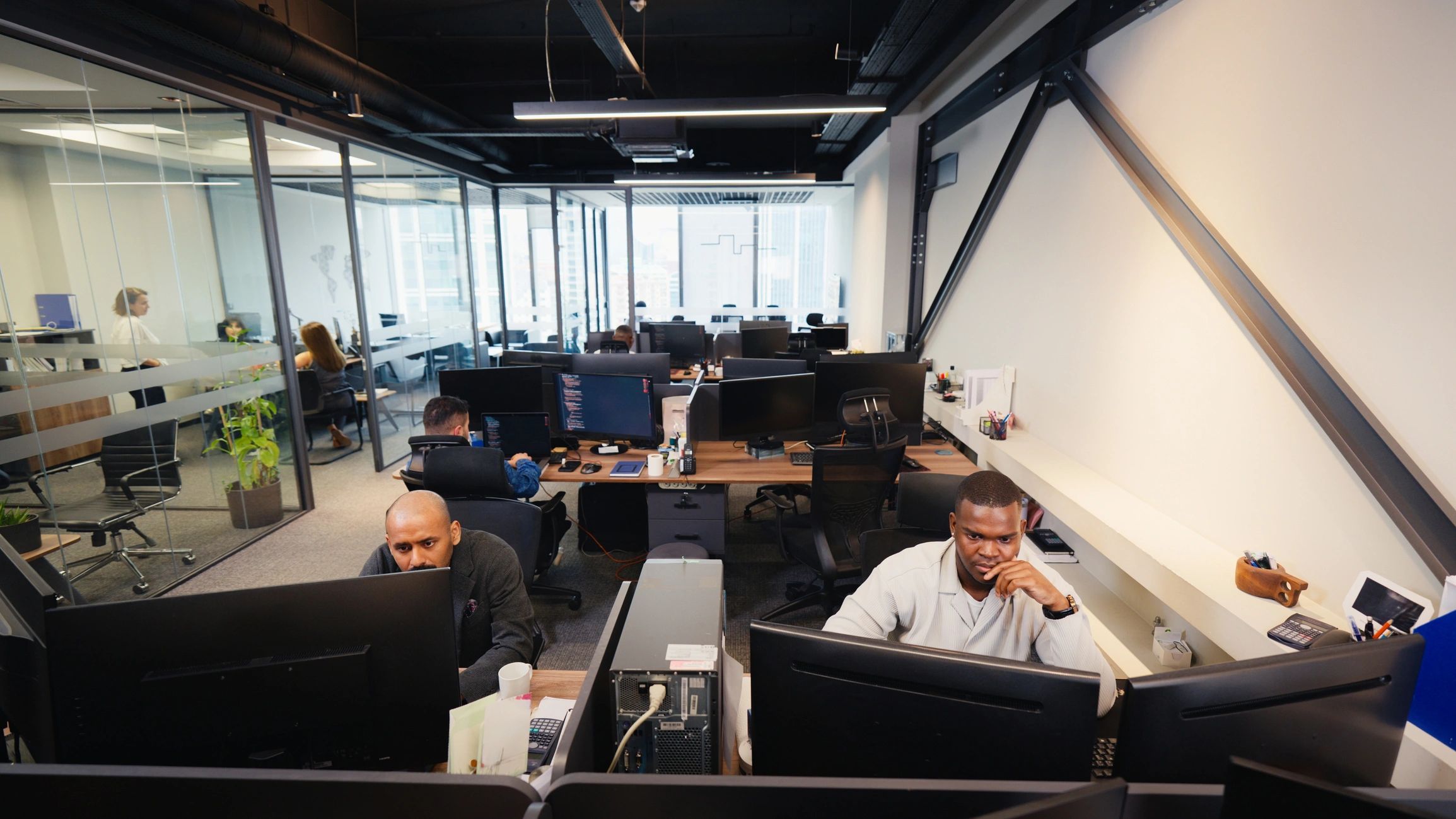 Business professionals working in modern office